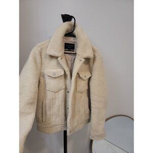 Allsaints Men’s Sherpa Jacket Off White size Medium Beige
